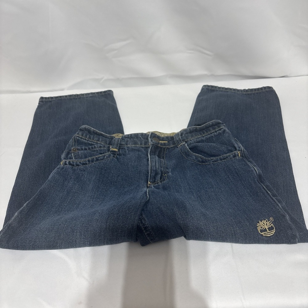 VTG TIMBERLAND Blue Jeans Youth Boys Size‎ 7 Adjustable Waist Pockets